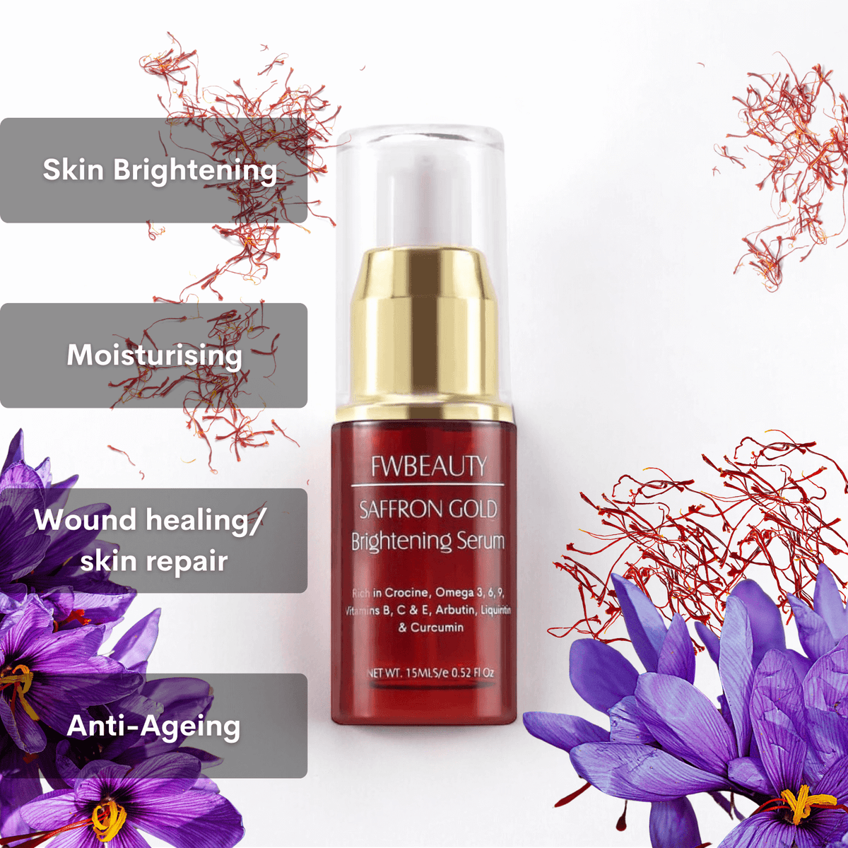 FWBEAUTY Saffron Gold Brightening Serum – The Ultimate Glow-Enhancing Elixir