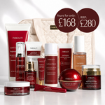 Collection of FWE Beauty skincare products with pricing information on a white background