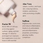 Saffron Brightening Mineral Sunscreen SPF50 FWBEAUTY benefits