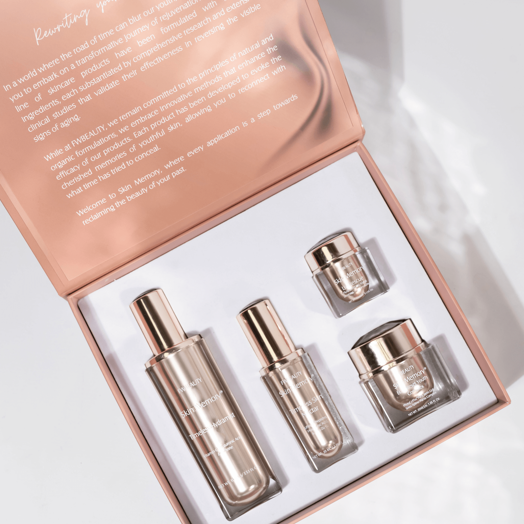 Gift set of four products from FWBEAUTY in beautiful gold packaging 