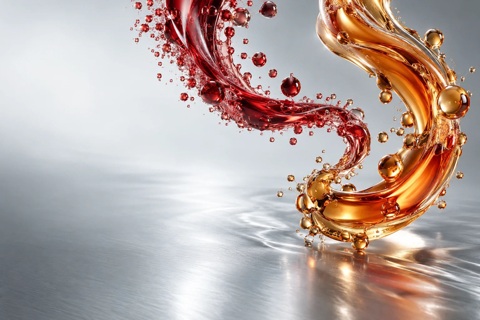 Red and amber fluid streams representing the Saffron BioFusion extraction approach